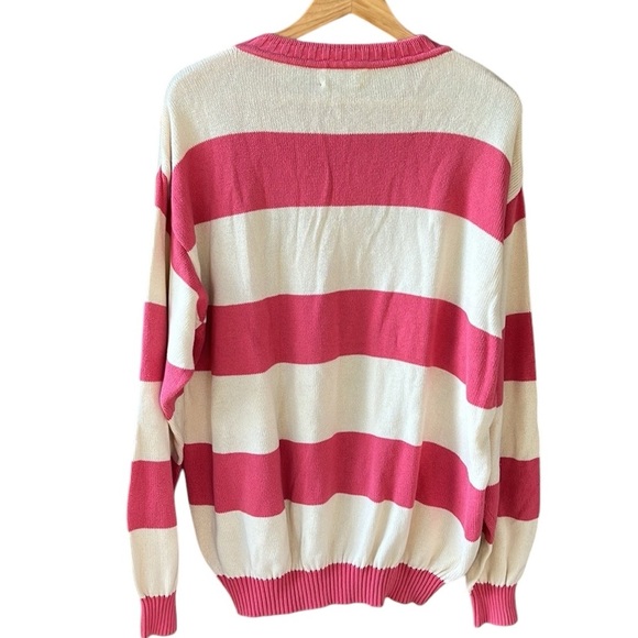 United Colors of Benetton Vintage XL 100% Cotton Striped Rainbow Preppy Sweater - Picture 8 of 9